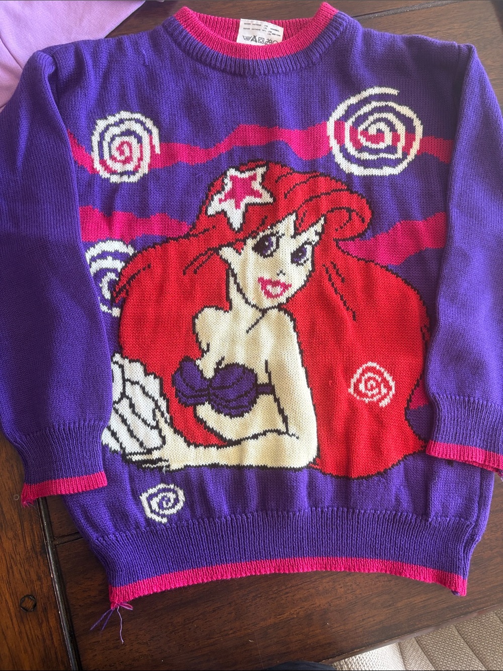 Vintage! Disney Purple Sweater with Red Mermaid Graphic